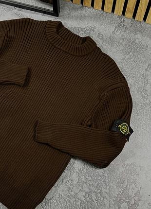 Светр в'язаний коричневий stone island s-xxl демісезон