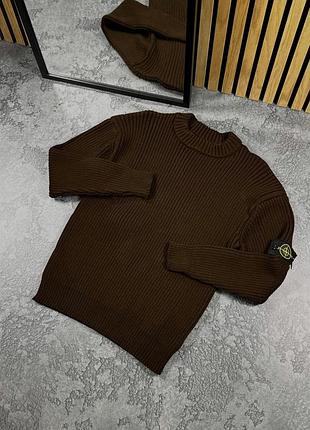Stone island коричневий светр в'язаний s-xxl демісезон