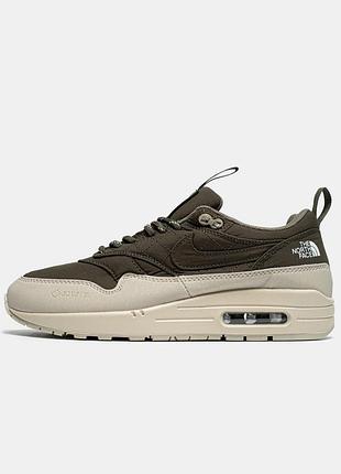 Чоловічі кросівки nike air max 1 x the north face olive green / khaki💚