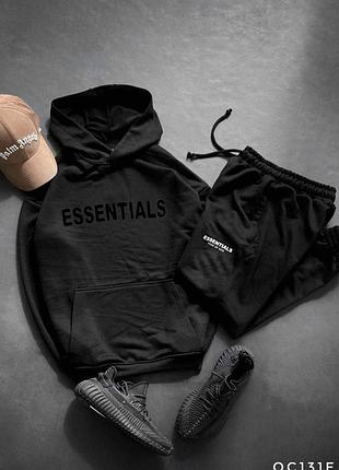 Чоловічий чорний флісовий костюм essentials xxl