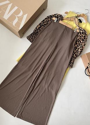 Широкі  штани в дрібний рубчик zara