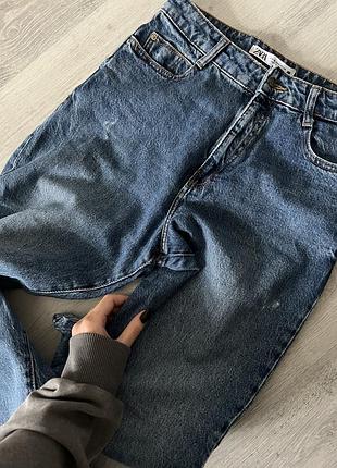 Джинси zara mom сині з високою посадкою