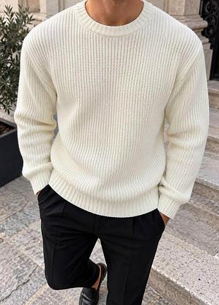 Світлий в'язаний чоловічий светр s, m, l, xl, 2xl
