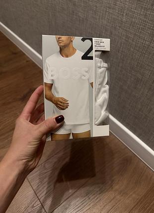 Футболки чоловічі hugo boss 2-pack tshirt rn 2p comfort білі, розмір m