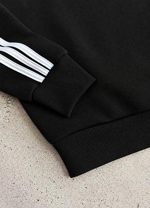 Черный мужской зимний костюм adidas: свитшот и штаны