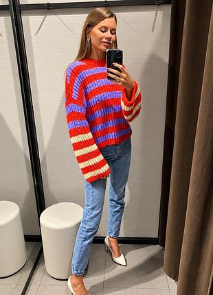 Яскравий стильний светр zara 2