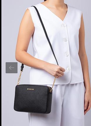 Сумка кросс-боди michael kors jet set ,модель large saffiano leather crossbody bag