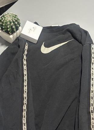 Світшот nike чорний з логотипом та лампасами на рукавах