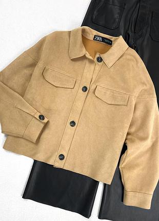 Куртка сорочка zara з тканини під замш склад 92% поліестер 8 % еластан розмір м