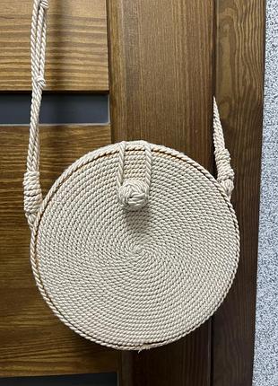Оригінальна кругла плетена сумка zara