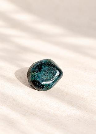 Коллекционный натуральный синий моховой агат халцедон blue moss agate голубой полированный камень минерал самоцвет галтовка