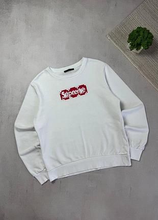 Світшот кофта чоловіча біла supreme x louis vuitton big logo рідкісна