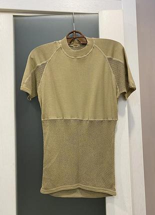 Очень крутая комбинированная футболка с сеткой из хлопка