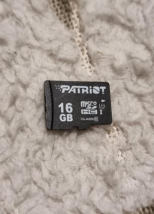 Картка пам'яті 16 Гб patriot 10.9/74.5 microsd microsdhc патріот 10/u1
