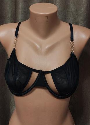Bluebella women non padded  semi- open underwire bra розмір м, l, xl чорний напівпрозорий бюстгальтер (бра) з відритими елементами чашок