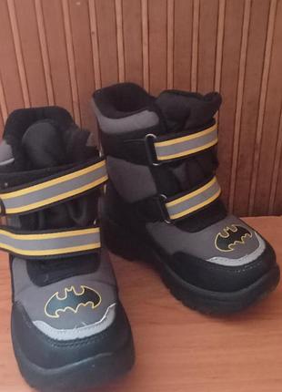 Черевики дитячі batman зимові чорно-сірі на липучках