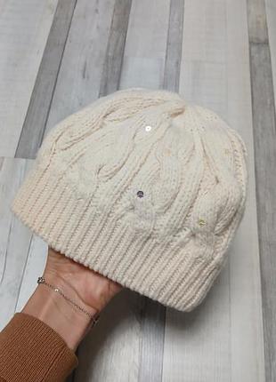 Фірмова в'язана шапка gap на м'якій флісовій підкладці ❄️🤍