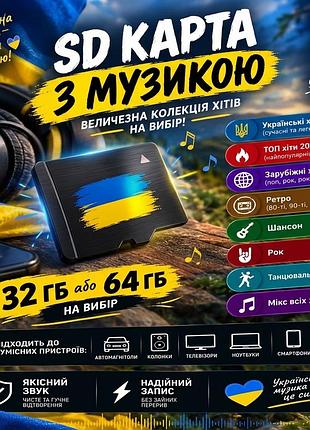 Музична sd карта 32-64gb: 1000+ пісень / українські хіти, ретро, рок