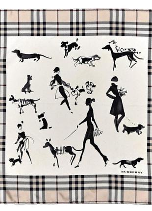 Шовкова хустка burberry vintage silk dog print nova check scarf оригінал