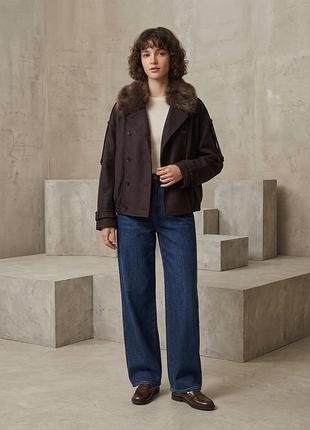 Пальто-бомбер з вовни від бренду zara (53% вовна)