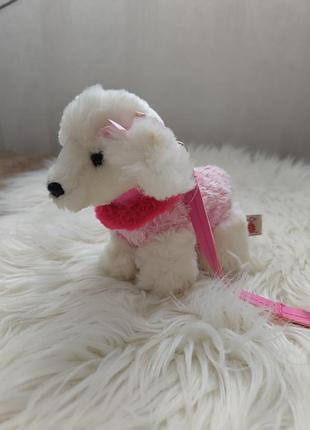 Коллекционная мягкая игрушка собачка пудель с поводком keel toys simply soft