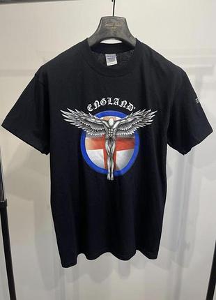 Чорна вінтажна футболка gildan ultra cotton «england» / angel graphic м