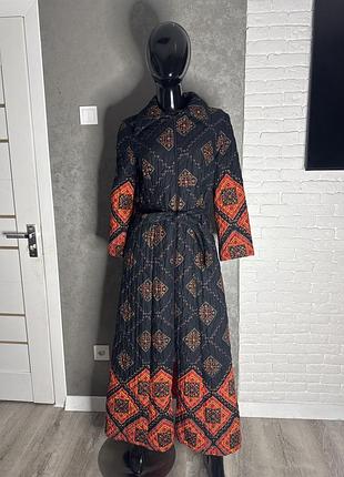 Вінтажне стьобане пальто-халат на змійці rohrer