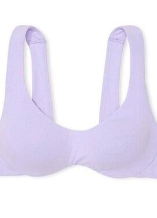 Бавовняний топ-бюстгальтер victoria's secret pink base cotton unlined scoop bra