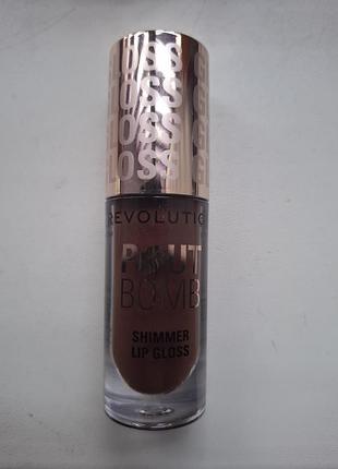 Блиск для губ makeup revolution pout bomb shimmer lip gloss, відтінок chocolate sparkle