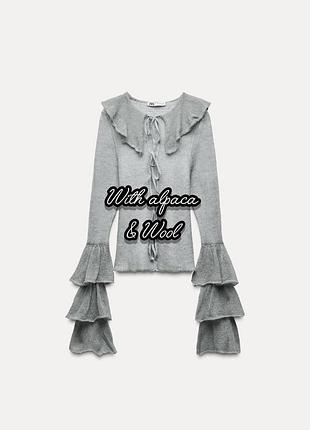 Шерстяной кардиган с альпакой на завязках zara p s
