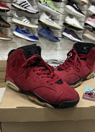 Чоловічі кросівки air jordan 6 retro toro bravo високі червоні оригінал спортивні повсякденні джордани бу 39 р замш осінні класичні баскетбольні
