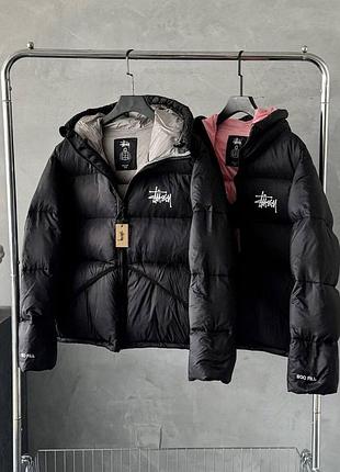 Пуховик stüssy з капюшоном та логотипом