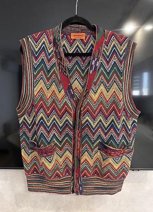 Вінтажний в'язаний жилет missoni з геометричним візерунком