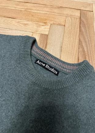 Светр acne studios вовняний сіро-зелений 2