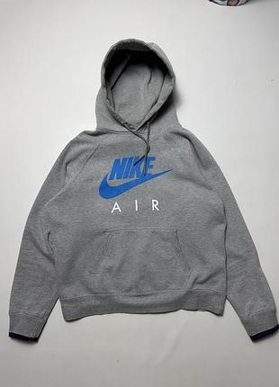 Чоловіче худі nike air сіре з великим синім логотипом swoosh розмір l