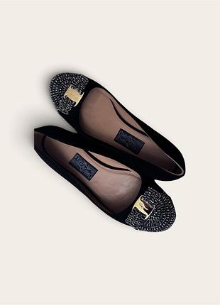 Балетки жіночі salvatore ferragamo замшеві чорні з декором