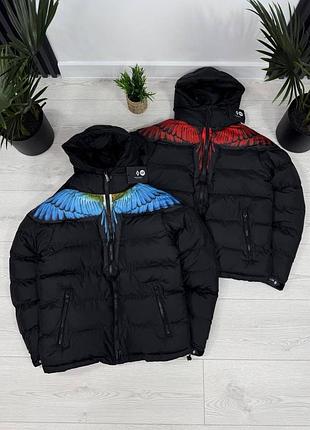 Пуховик marcelo burlon червоного та синього кольору