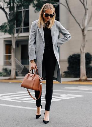 Пальто демисезонное серый меланж s-xs topshop