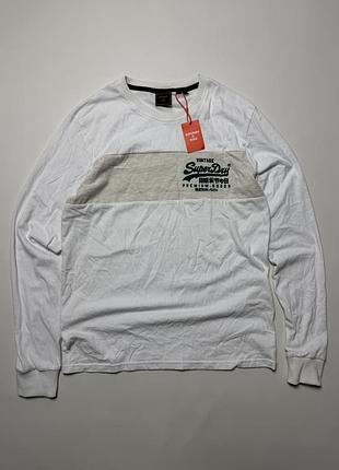 Лонгслив superdry vintage белый с серой вставкой размер xl новый с бирками