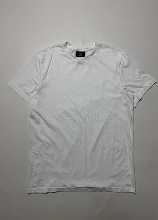 Мужская базовая белая футболка h&amp;m regular fit размер s однотонная