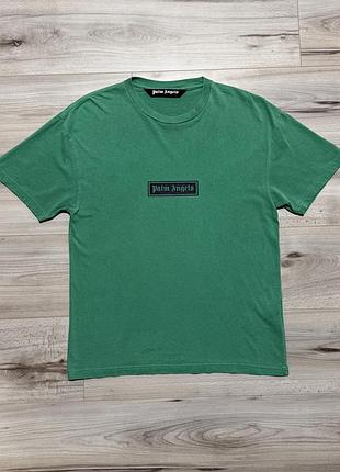 Легечная оверсайз футболка палм ангелс palm angels box logo tee green, s, оригинал