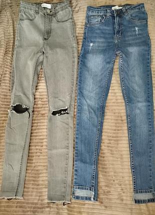 Женские джинсы скинни zara и ponza plura, размер xs (2 пары) джинс