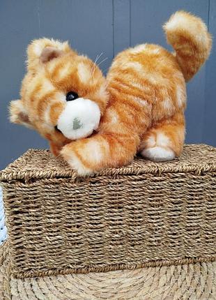 Вінтажна м'яка іграшка рудий котик gina soft toys (корея)