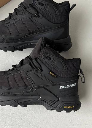 Salomon x ultra 5 black white logo gore-tex fur