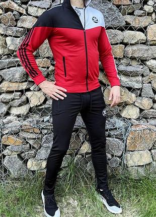 Adidas красно-черный костюм спортивный мужской s-xxl