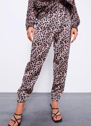 Брюки zara зара новые штаны животный принт s м 36,38 46