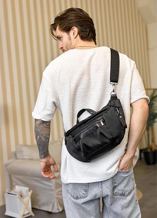 Большая мужская поясная сумка бананка sambag districtdart черная