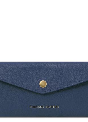 Жіноча шкіряна сумка конверт tuscany leather tl142322, світло-блакитний темно-синій