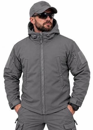 Зимняя тактическая куртка 7.62 tactical f8 softshell omni-heat серая