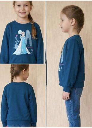 Теплый свитшот frozen реглан с начесом lidl на девочку размер 110/116 на 5-6 лет